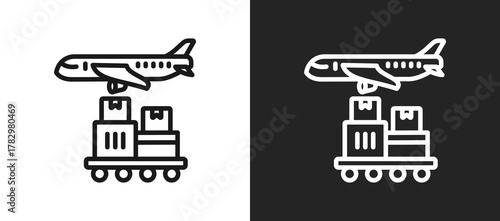Freight Outline Icon In Black And White Filled Style