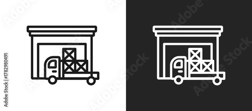 Loading Dock Outline Icon In Black And White Filled Style