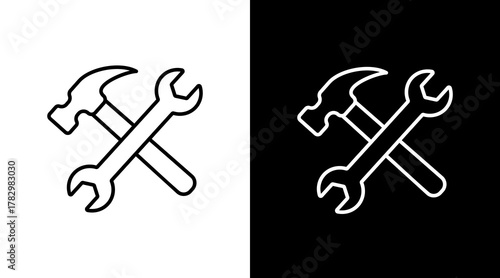 Maintenance  White Icon Set Design	