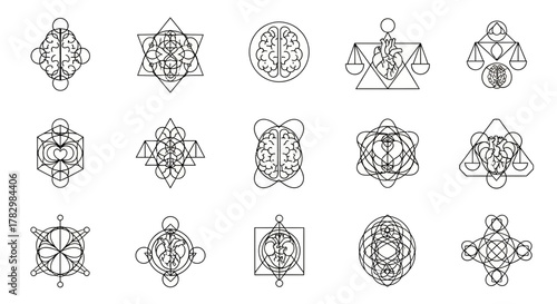 Embrace holistic well-being with these interconnected symbols representing mind, heart, and balance for your next project