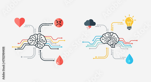 Dynamic brain connections symbolizing emotional intelligence and creative problem solving for modern professional concepts