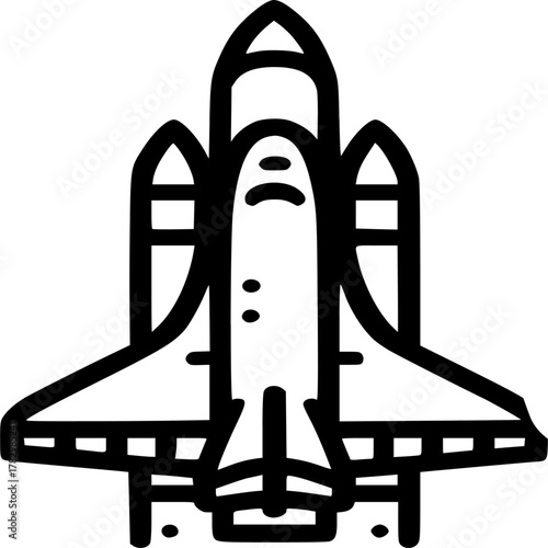 Rocket and space shuttle vector illustration launch in the sky
