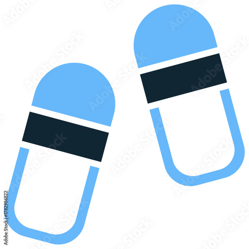Flip Flop Icon Vector Casual vector icon of a pair of flip flops or sandals. Ideal for summer, beach, vacation, travel, spa, and resort themes. Represents leisure and comfort.
