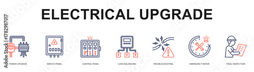 Electrical Upgrade Modern and clean web banner illustration featuring thematic icons for visual communication