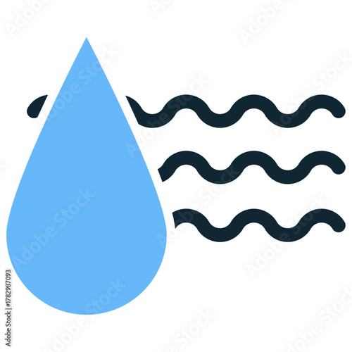Hydration Icon Vector Clean, simple vector icon representing hydration or a water droplet. Perfect for health, wellness, beauty, skincare, and medical design projects. Easily scalable and editable.