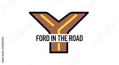 Unique Logo Design Featuring Letter Y and Road Concept with Text 'Ford in the Road' for Branding and Design