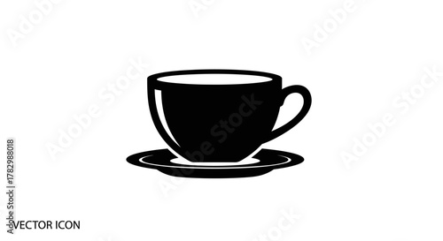 Coffee cup on saucer with transparent background