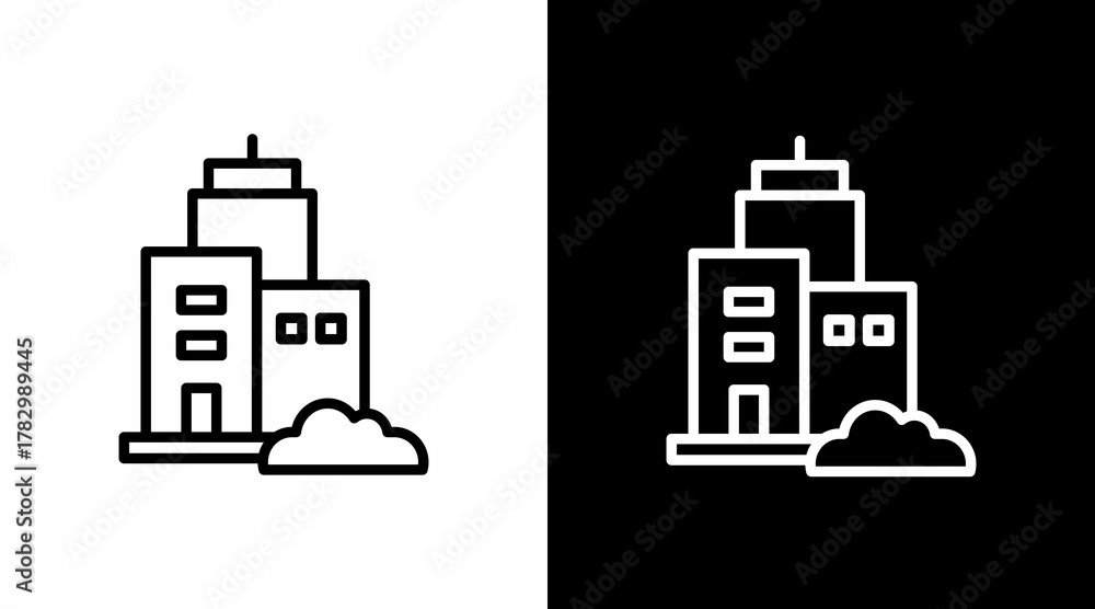 Obraz premium Office Tower White Icon Set Design