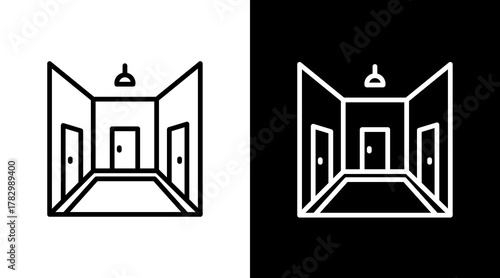 Corridor  White Icon Set Design