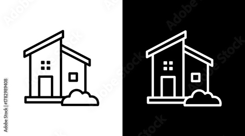 Minimalist Building  White Icon Set Design