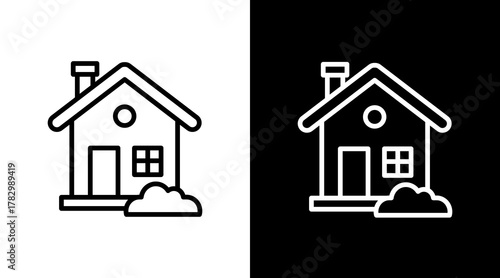Residential Home  White Icon Set Design