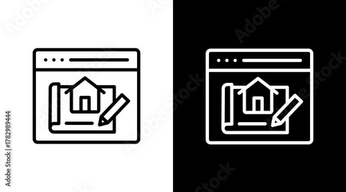 Architectural Site  White Icon Set Design
