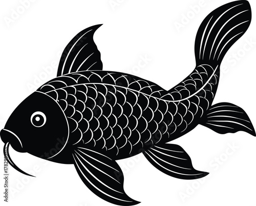 a realistic golden koi fish swimming gracefully  .eps