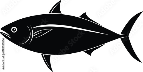 a silver tuna fish with detailed texture and real.eps