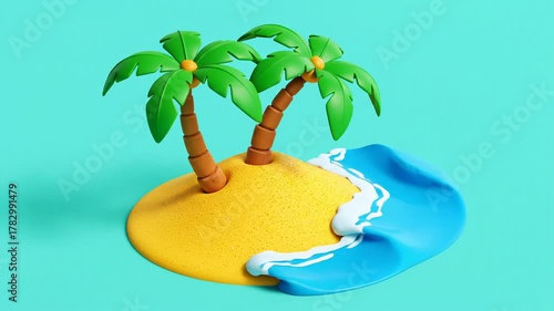 Tropical Island Paradise A 3D Rendered Escape to Relaxation.