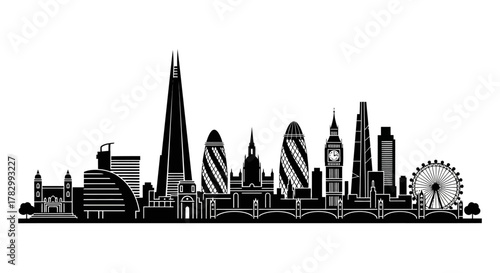 London skyline silhouette with transparent background