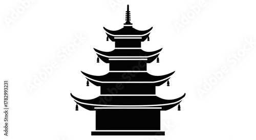 Five-tiered pagoda with transparent background