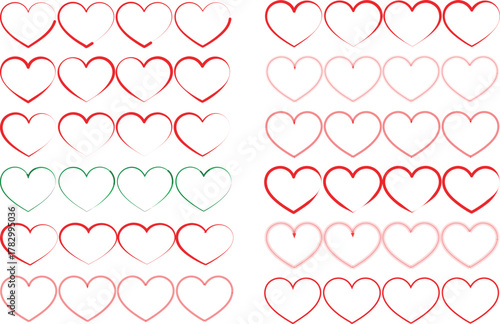 Softly blended watercolor hearts in a repeating pattern for romantic designs