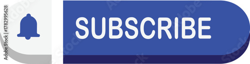 A blue subscribe button with white text next to a white notification bell icon button, commonly used for online content platforms.