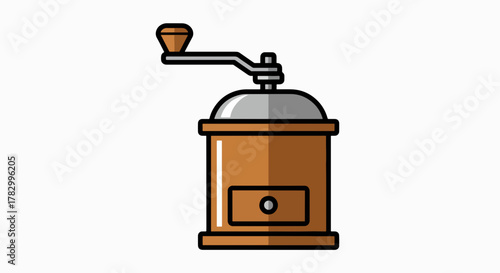 Vintage-Inspired Manual Coffee Grinder Icon - Rich Brown Tones for Fresh Brew Enthusiasts