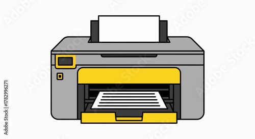 Essential Office Printer Icon - Modern Flat Design Illustration for Digital Printing and Documents
