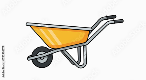 Essential Yellow Wheelbarrow Side View Illustration - Garden & Construction Tool