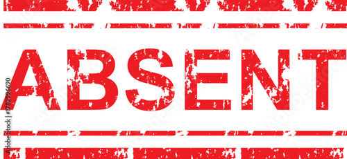 A red stamp with the word absent in a distressed font with horizontal lines above and below the word