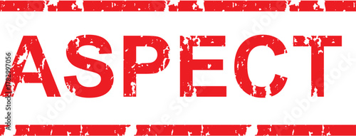 Red grunge rubber stamp with the word ASPECT isolated on a white background.