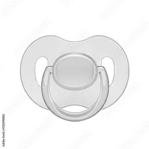 White Baby Pacifier Soother With Ring Handle On Transparent Background Isolated Object Studio Shot Clean Simple Minimalist Design