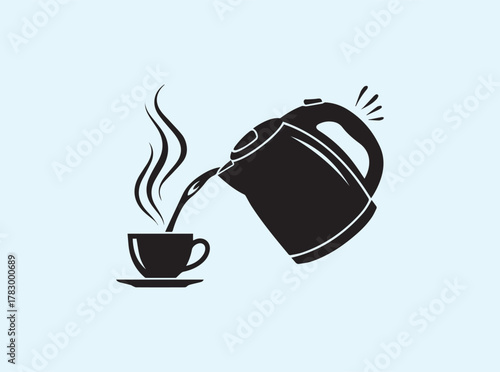 black kettle pouring coffee into cup clip art preview