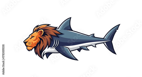 Lion shark hybrid mascot with transparent background