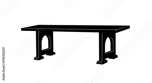 Elegant black silhouette of a console table featuring arched legs and a rectangular top, perfect for modern interiors and design projects.