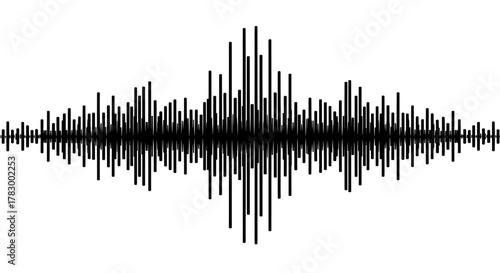 Captivating audio waveform visualization with dynamic peaks and troughs, representing sound, music, or data analysis.