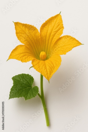 Yellow Zucchini Flower on White Background