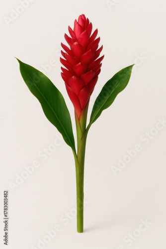 Red Ginger Flower Isolated on White