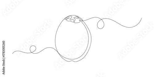 Continuous one line drawing whole and sliced healthy organic coconut