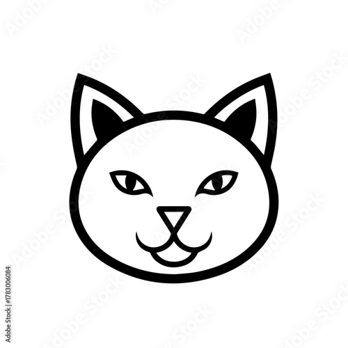Simple Line Drawing of a Cat's Face, Perfect for Pet-Related Designs and Branding