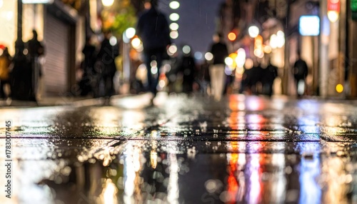 Wallpaper Mural Rainy city street with blurred figures Torontodigital.ca