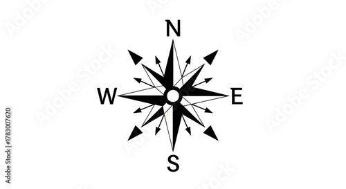 Dynamic compass rose graphic symbolizing direction, navigation, and seeking new horizons for your travel or business projects