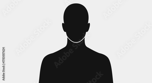 Simple silhouette of a person's head and shoulders, representing anonymity, identity, or placeholder profiles for professional use.