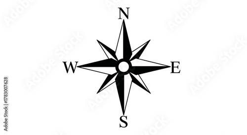Classic compass rose design points North South East West guiding direction and navigation for adventure and exploration seekers