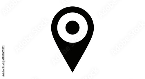 Bold black location marker icon symbolizing destination, navigation, and pinpoint accuracy for modern digital interfaces and maps