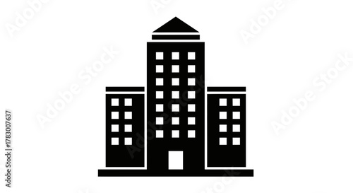 Modern office building silhouette for corporate design projects and urban development concepts