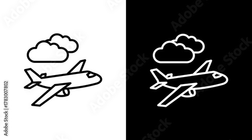 Airplane  White Icon Set Design
