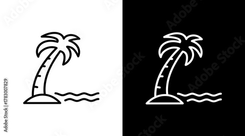 Palm Tree  White Icon Set Design