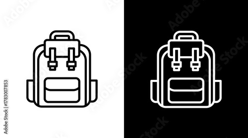 Backpack  White Icon Set Design