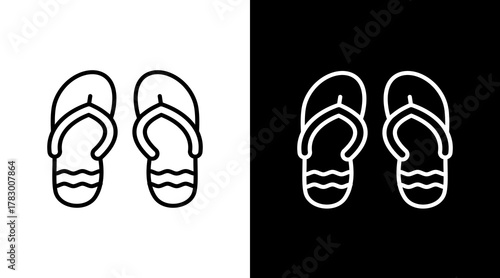 Flip Flops  White Icon Set Design