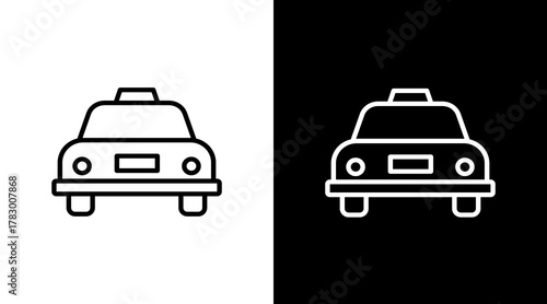 Taxi  White Icon Set Design
