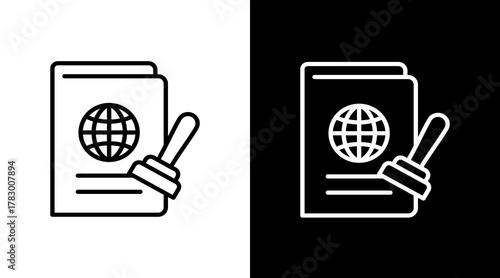 Passport Stamp  White Icon Set Design