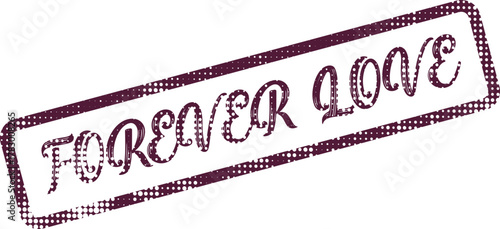 A decorative purple stamp impression with the phrase Forever Love for lasting affection